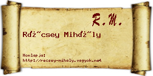 Récsey Mihály névjegykártya
